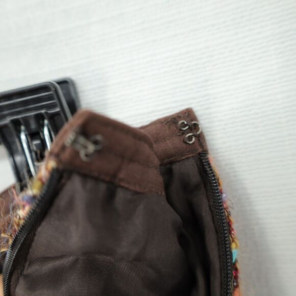 Cynthia Steffe Skirt Womens 8 Brown Gold Tweed Fringe Hem Lined Mohair Alpaca - Picture 14 of 15